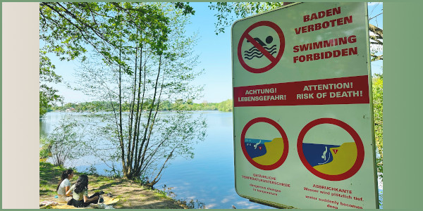 Warnung vor dem Schwimmen in Baggerseen